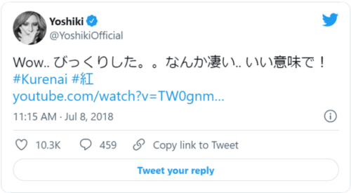 yoshiki紅引用Twitter